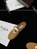 Gold Fishnet Ballet Flats | Luxe Mesh & Lambskin - Image 6