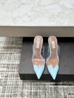 Sky Blue Le Cœur Mules in Patent Calfskin – Chic Elegance for Every Step - Image 2