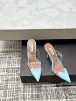 Sky Blue Le Cœur Mules in Patent Calfskin – Chic Elegance for Every Step - Image 3