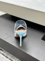 Sky Blue Le Cœur Mules in Patent Calfskin – Chic Elegance for Every Step - Image 4