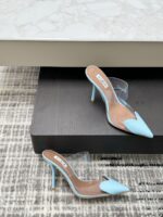 Sky Blue Le Cœur Mules in Patent Calfskin – Chic Elegance for Every Step - Image 5