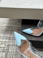 Sky Blue Le Cœur Mules in Patent Calfskin – Chic Elegance for Every Step - Image 6