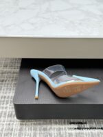 Sky Blue Le Cœur Mules in Patent Calfskin – Chic Elegance for Every Step - Image 7