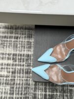 Sky Blue Le Cœur Mules in Patent Calfskin – Chic Elegance for Every Step - Image 9