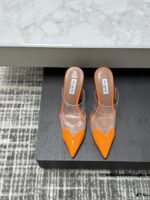 Orange Le Cœur Mules in Patent Calfskin – Bold Elegance in Every Step - Image 2