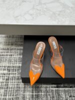 Orange Le Cœur Mules in Patent Calfskin – Bold Elegance in Every Step - Image 3