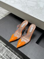 Orange Le Cœur Mules in Patent Calfskin – Bold Elegance in Every Step - Image 4