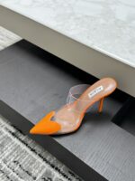 Orange Le Cœur Mules in Patent Calfskin – Bold Elegance in Every Step