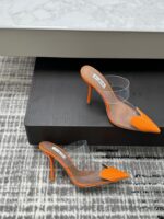 Orange Le Cœur Mules in Patent Calfskin – Bold Elegance in Every Step - Image 5