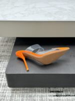 Orange Le Cœur Mules in Patent Calfskin – Bold Elegance in Every Step - Image 7