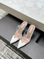 White Le Cœur Mules in Patent Calfskin – Timeless Elegance with a Modern Twist - Image 4
