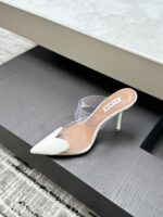 White Le Cœur Mules in Patent Calfskin – Timeless Elegance with a Modern Twist