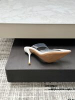 White Le Cœur Mules in Patent Calfskin – Timeless Elegance with a Modern Twist - Image 7