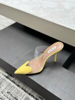 Lemon Yellow Le Cœur Mules in Patent Calfskin – Bold Luxury for Modern Women