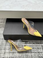 Lemon Yellow Le Cœur Mules in Patent Calfskin – Bold Luxury for Modern Women - Image 5