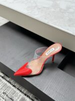 Red Le Cœur Mules in Patent Calfskin – Bold Elegance, Effortless Glamour