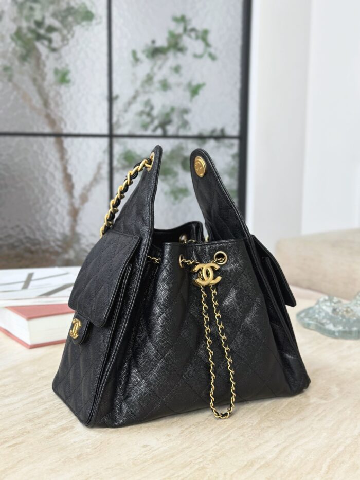 CHANEL 25 Small Bag | Black | Granular Embossed Calfskin & Gold-Toned Metal - Image 2