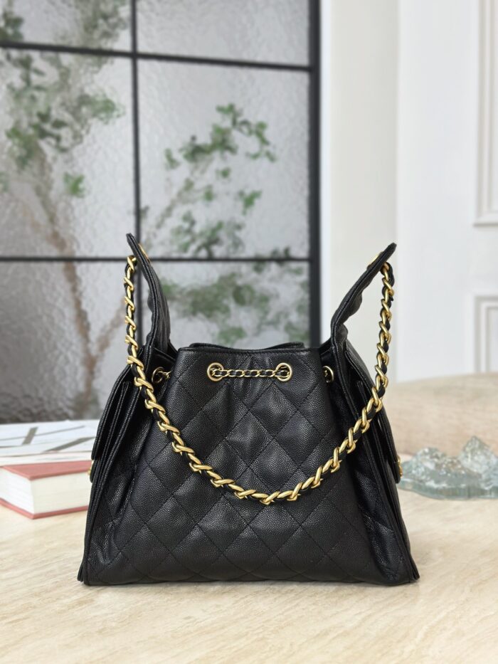 CHANEL 25 Small Bag | Black | Granular Embossed Calfskin & Gold-Toned Metal - Image 4