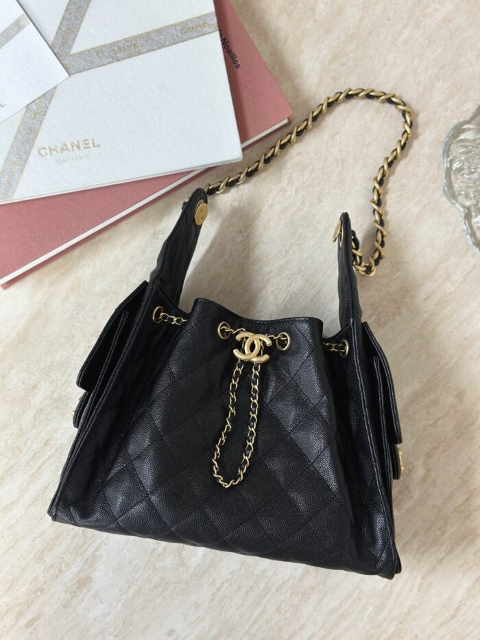 CHANEL 25 Small Bag | Black | Granular Embossed Calfskin & Gold-Toned Metal - Image 6