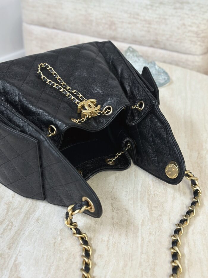 CHANEL 25 Small Bag | Black | Granular Embossed Calfskin & Gold-Toned Metal - Image 7