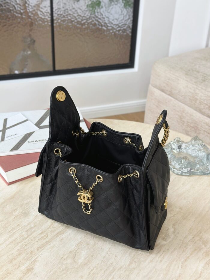 CHANEL 25 Small Bag | Black | Granular Embossed Calfskin & Gold-Toned Metal - Image 8