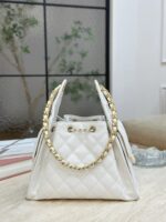 CHANEL 25 Small Bag | White | Granular Embossed Calfskin & Gold-Toned Metal - Image 2