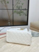 CHANEL 25 Small Bag | White | Granular Embossed Calfskin & Gold-Toned Metal - Image 4
