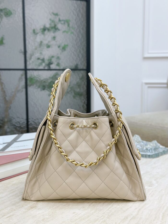 CHANEL 25 Small Bag | Beige | Granular Embossed Calfskin & Gold-Toned Metal - Image 3