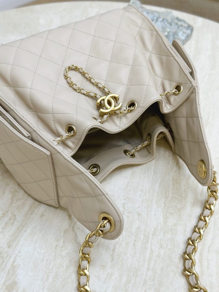 CHANEL 25 Small Bag | Beige | Granular Embossed Calfskin & Gold-Toned Metal - Image 8