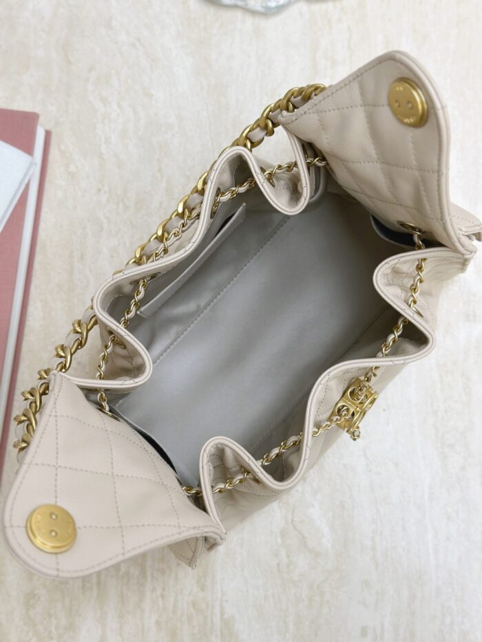 CHANEL 25 Small Bag | Beige | Granular Embossed Calfskin & Gold-Toned Metal - Image 9