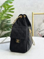 CHANEL 25 Medium Handbag | Black | Glossy Creased Calfskin & Gold & Ruthenium Metal | 40 x 30 x 15 cm - Image 4