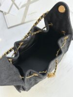 CHANEL 25 Medium Handbag | Black | Glossy Creased Calfskin & Gold & Ruthenium Metal | 40 x 30 x 15 cm - Image 8
