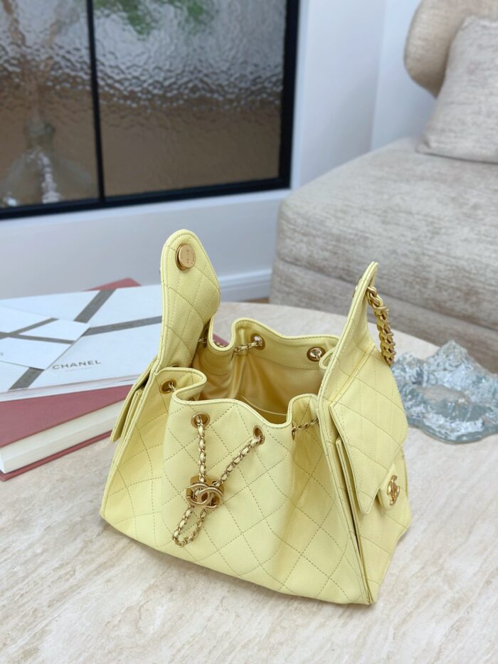 CHANEL 25 Small Bag | Yellowish | Granular Embossed Calfskin & Gold-Toned Metal - Image 8