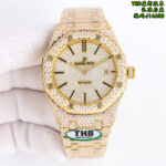 THB Royal Oak 15400 Full Diamond Watch – 41mm Iced Out Edition | Available in Gold, Silver, Rose Gold - Image 5