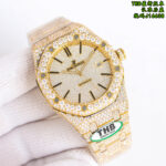 THB Royal Oak 15400 Full Diamond Watch – 41mm Iced Out Edition | Available in Gold, Silver, Rose Gold - Image 6