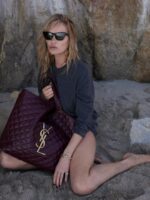 Oversized Nappa Leather Quilted Tote with Le Cassandre – Cabernet Red, Antique Bronze Hardware - Image 10