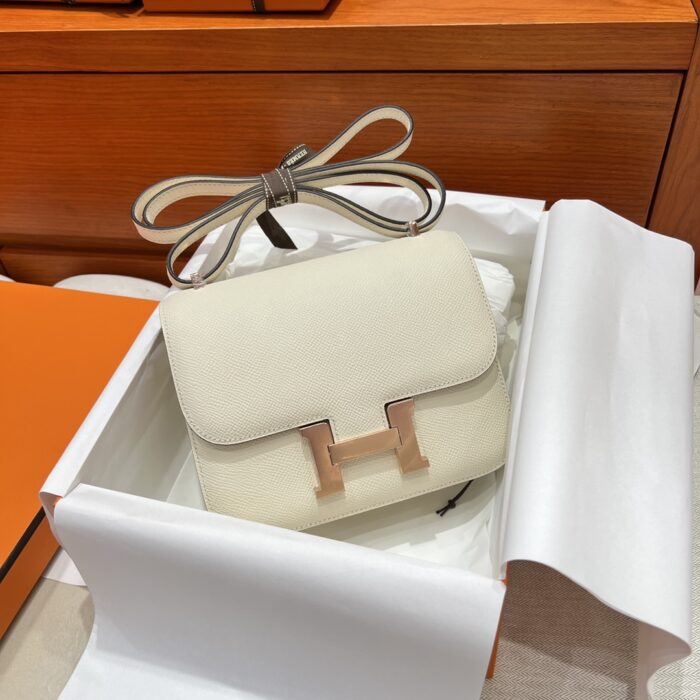 Constance i2 Bag – Nata with Rose Gold Hardware, 19×15×4 cm, Epsom Leather from France - Image 2