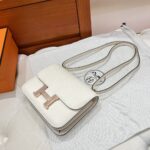 Constance i2 Bag – Nata with Rose Gold Hardware, 19×15×4 cm, Epsom Leather from France - Image 13