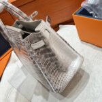 Birkin 25 Bag – Himalaya with Silver Hardware, 25×20×13 cm, Niloticus Leather from France - Image 7