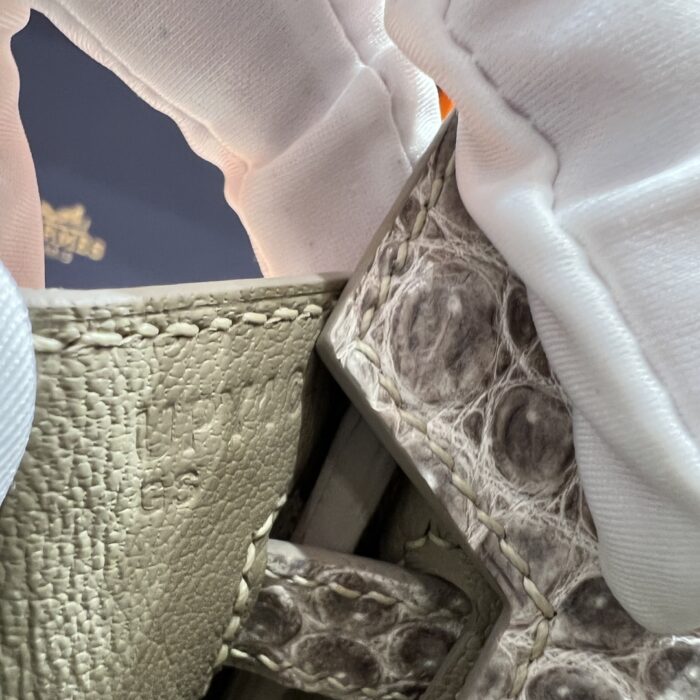 Birkin 25 Bag – Himalaya with Silver Hardware, 25×20×13 cm, Niloticus Leather from France - Image 8