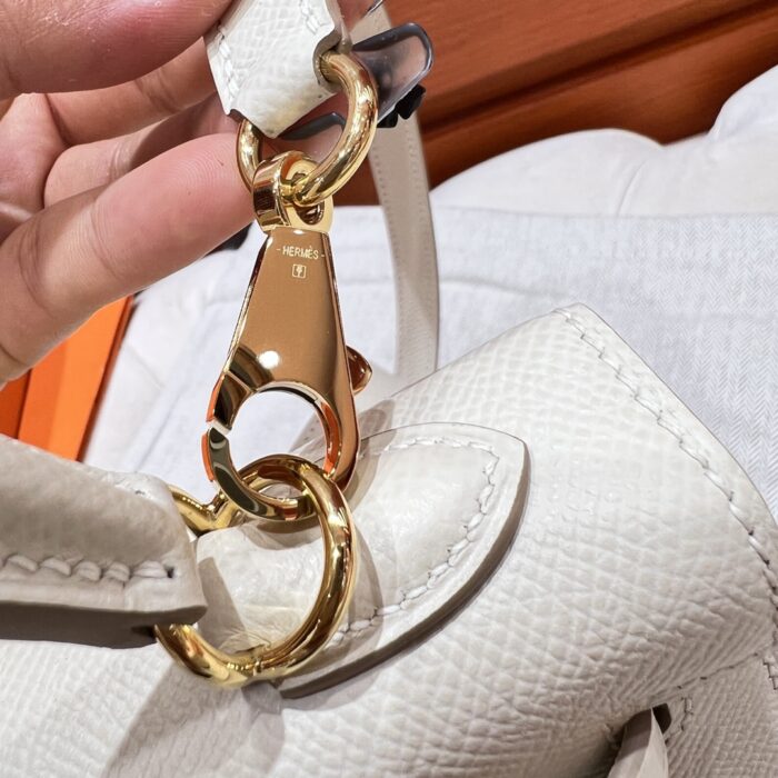 Kelly 25 Bag – Craie with Gold Hardware, 25×17×7 cm, Epsom Leather from France - Image 12