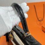 Kelly 25 Bag – Noir with Gold Hardware, 25×20×13 cm, Matte Alligator Leather from France - Image 11
