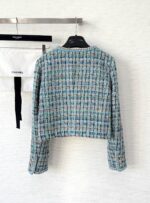 Apple Green Handwoven Tweed Jacket with Signature Lion Buttons – 25A-Inspired Luxury Edition - Image 2