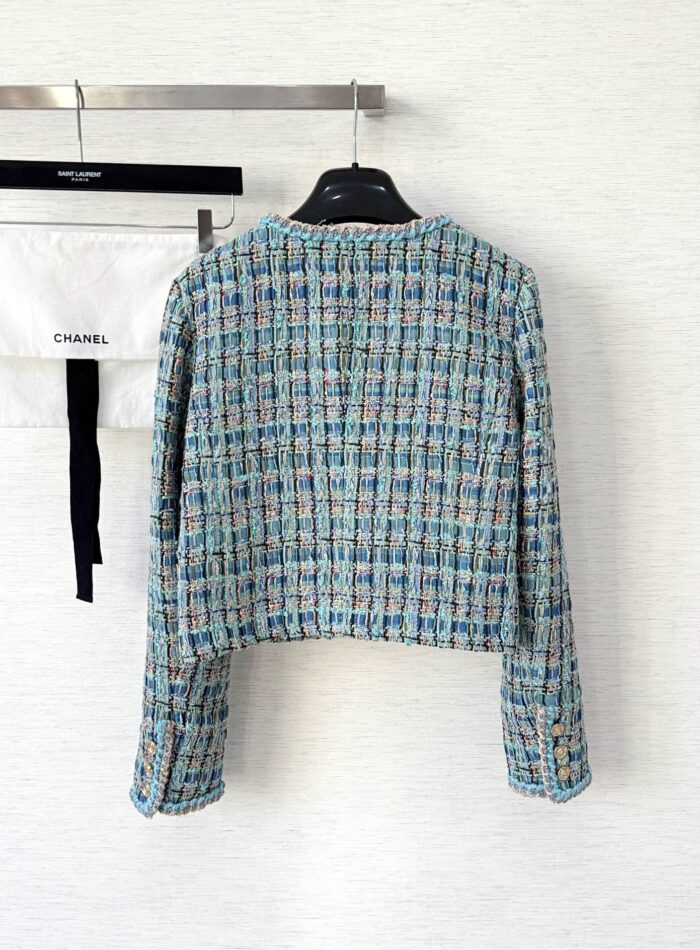 Apple Green Handwoven Tweed Jacket with Signature Lion Buttons – 25A-Inspired Luxury Edition - Image 2