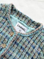 Apple Green Handwoven Tweed Jacket with Signature Lion Buttons – 25A-Inspired Luxury Edition - Image 4