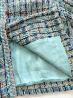 Apple Green Handwoven Tweed Jacket with Signature Lion Buttons – 25A-Inspired Luxury Edition - Image 7