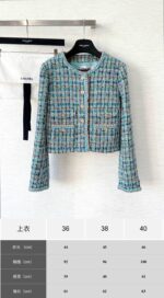 Apple Green Handwoven Tweed Jacket with Signature Lion Buttons – 25A-Inspired Luxury Edition - Image 10