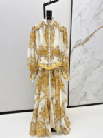 ZimmenM Early Autumn Baroque-Inspired Maxi Dress – Elegant Resort Style in Premium Linen