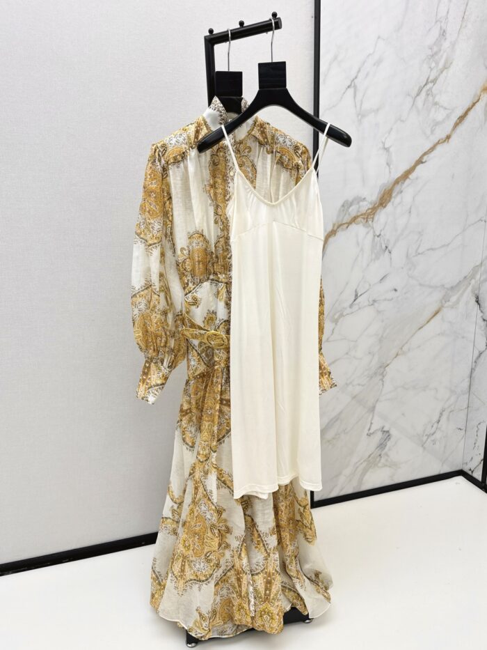 ZimmenM Early Autumn Baroque-Inspired Maxi Dress – Elegant Resort Style in Premium Linen - Image 2