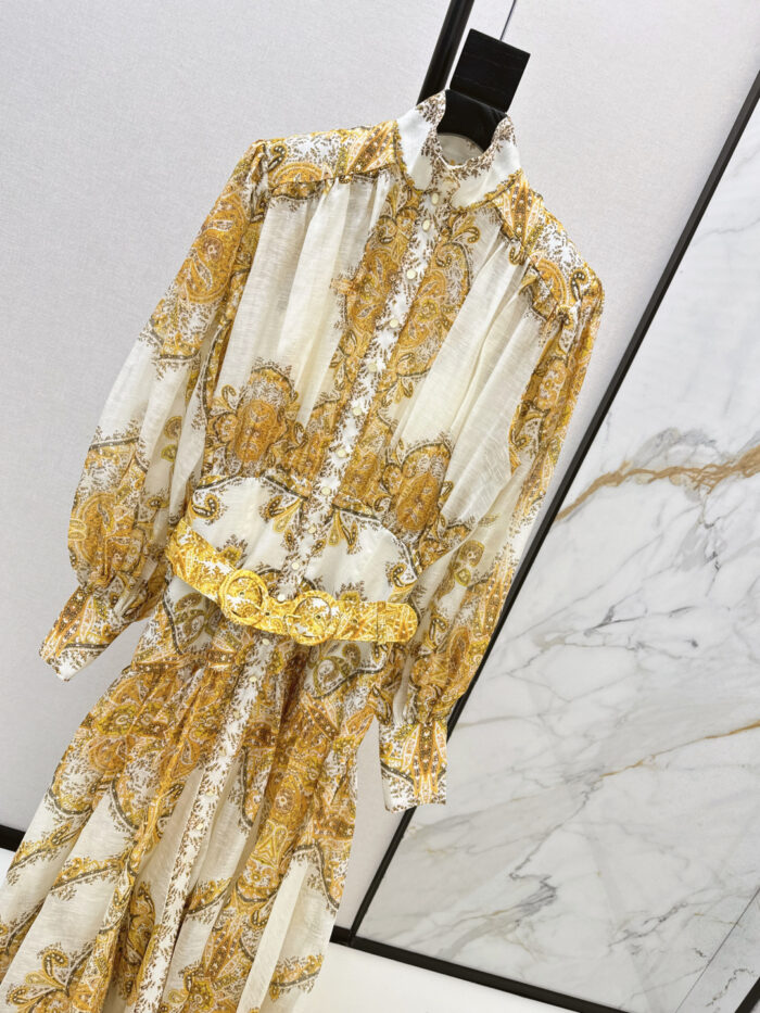 ZimmenM Early Autumn Baroque-Inspired Maxi Dress – Elegant Resort Style in Premium Linen - Image 3